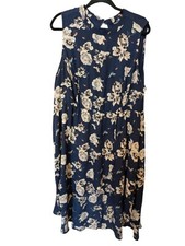 Torrid Womens Blouson Dress Navy Size 3 Chiffon Floral Sleeveless Round Neck