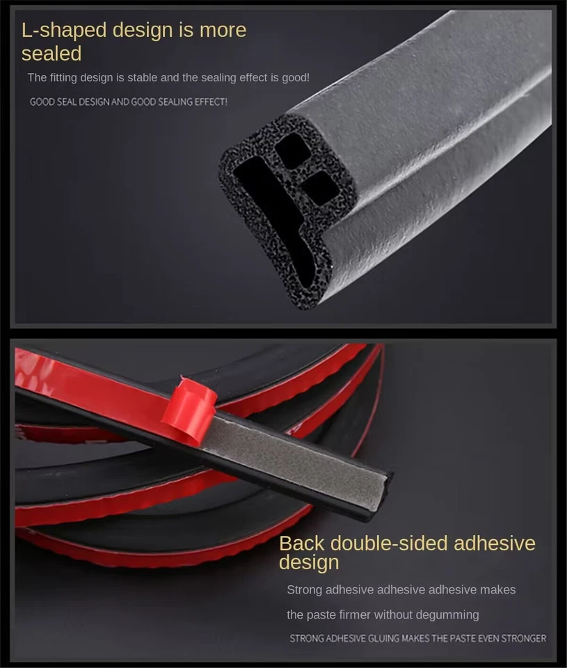 Tira de goma para molduras tipo L de 5M borde de puerta de coche capó sello tira para clima Foto 3 de 4