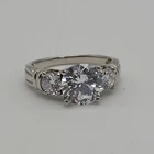 Vintage Stunning RING W SIMULATED DIAMOND 925 Sterling Silver Size 7 Thailand