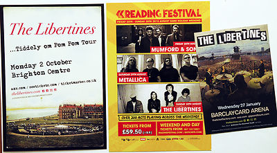 THE LIBERTINES - 3 TOUR FLYERS - BRIGHTON 2017 - BIRMINGHAM 2016 &  READING 2015