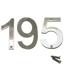 Screw On House Numbers - No 195 - Stainless Steel - 10cm - Door, Fence, Gate