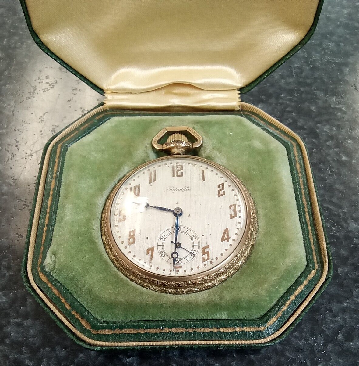 Antique Republic (Locarno) Pocket Watch 6 Jewels As-Is w/ Original