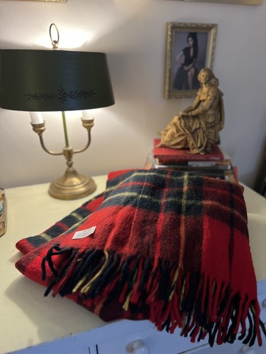 Vintage Sears Red Tartan Plaid Stadium Blanket - Picture 4 of 5