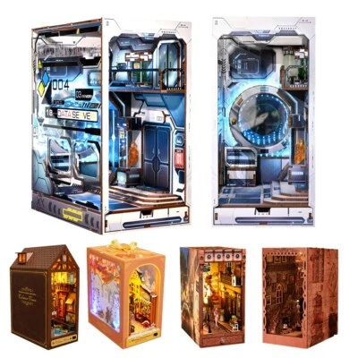 MARKENLOS DIY Book Nook Kit 3D Puzzles Puppenhaus Holzpuzzle Bücherecke Modellbausatz