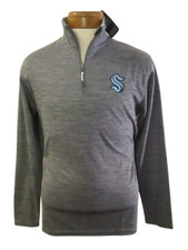 NWT NHL Seattle Kraken Mens Primary Logo 1/4-Zip Pullover Top S Gray MSRP$50