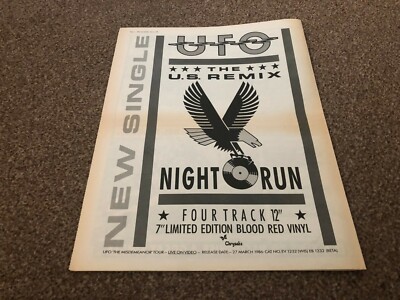 MEL05 ALBUM/SINGLE ADVERT 15X12 U.F.O. : NIGHT RUN THE U.S. REMIX