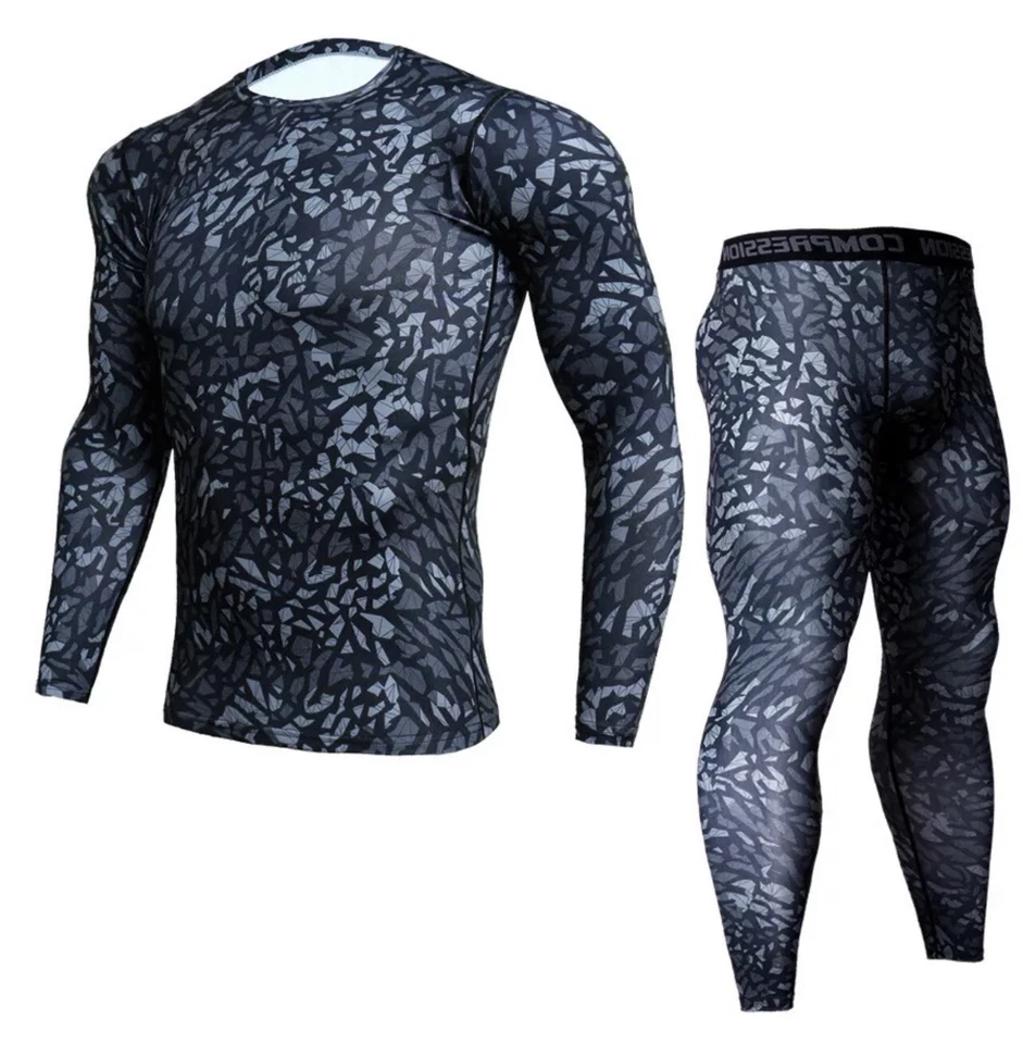 Two Piece Compression Gym Fitness Training Suit - Image 3 of 4