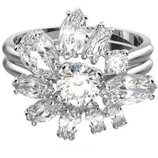 Swarovski Womens Ring Gema Rhodium Plated wit...