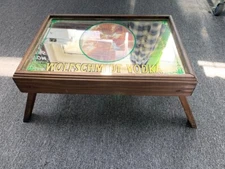 Wolfschmidt Vodka Vintage Wood Framed Mirrored Bar Serving Tray with Cut Handles