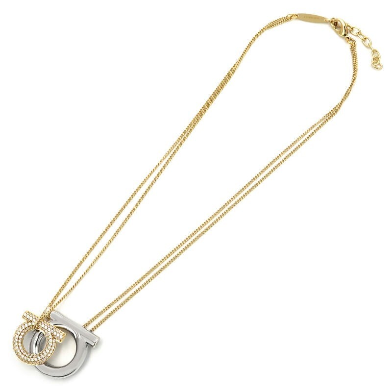 【関税&送料込】Ferragamo Necklace With Pendant Salvatore Ferragamo Necklace Gancini Rhinestone Double