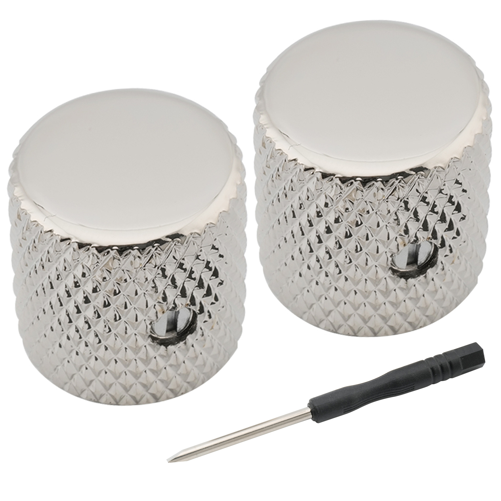 Musiclily Pro 2Pcs Nickel 1/4" Steel Universal Fitting Flat Top Guitar Bass Knob