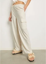 NWT SKIN Organic Clairo Cargo Pants Oatmeal Lounge GOOP