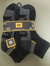 New Mens CAT Caterpillar 6 pair Mid Weight Work Quarter Socks.