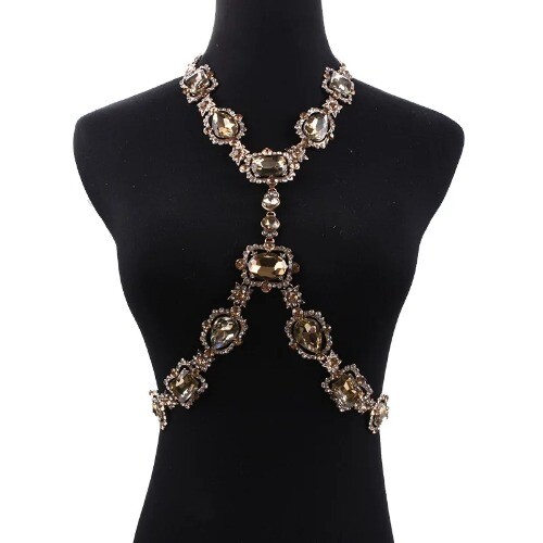 Luxury Sexy Bodychain Jewelry Red Crystal Rhinestone Bra  display picture 3