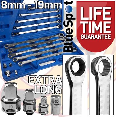 Draper Aviation Double Ended Ratchet Spanner Wrench Set – 8mm-19mm, 7 Piece, 12 Point, Metric