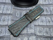 24mm/24mm Shark Leather Watch Band Exotic Leather Military Fashion