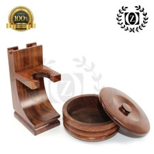 ZEVA VINTAGE CLASSIC WOOD SHAVING MUG STAND FOR STRAIGHT SAFETY RAZOR WALNUT
