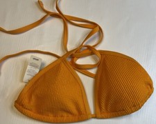 Aerie Triangle Bikini Top Bra Textured Orange Size Large New NWT
