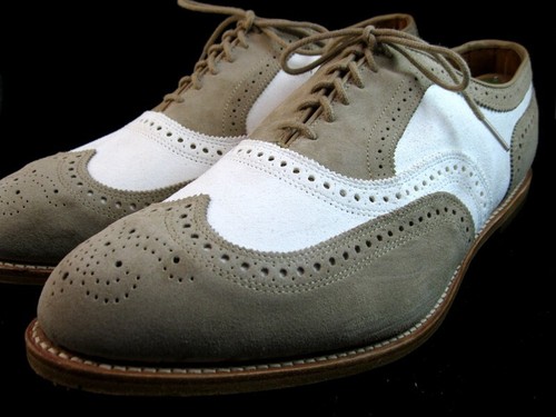 NEW Allen Edmonds "BROADSTREET" Wingtip Spectator Oxfords 14 EEE Tan/White(369N) - Picture 3 of 13