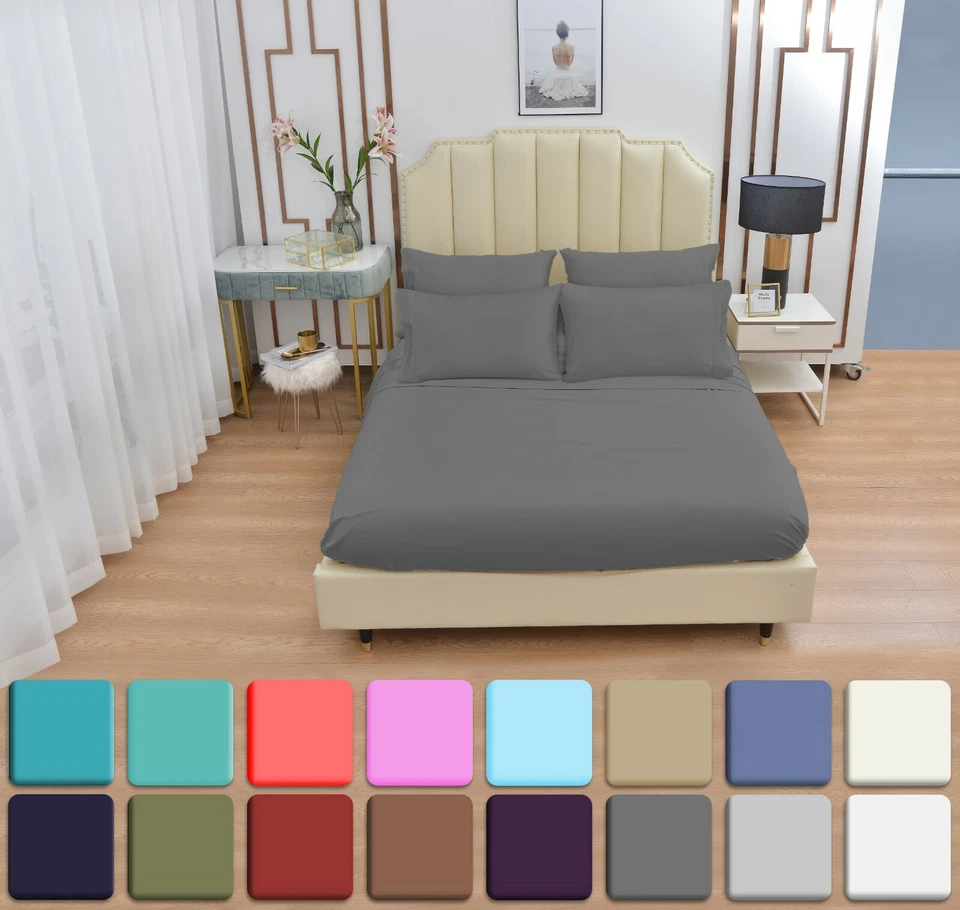 6 Pc Bamboo Sheets Set Deep Pockets Cool Bamboo Sheets Queen King Twin Full Size - Image 3 of 4