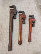 Lot of 3 VTG Rigid 24" 18” & 14" Heavy Duty Pipe Monkey Plumbers Wrench Tools