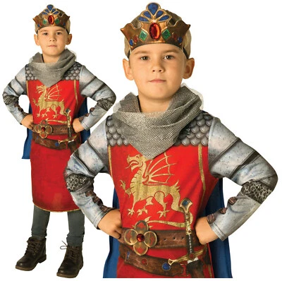 RUBIE'S King Arthur Boys Childrens Kids Prince Medieval Fancy Dress Costume Outfit 5-10