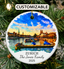 Zurich Christmas Ornament, Custom Switzerland Ornament, Personalized Gift