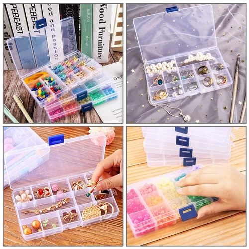 6 Pack Clear Jewelry Box Plastic Bead Storage Craft Container Earrings Organizer - Picture 5 of 8