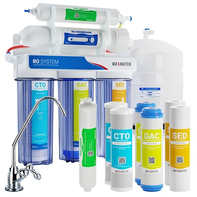 5 Stage Home Drinking Reverse Osmosis System PLUS Extra 7 Max Water USA Filters