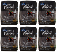 6X Riso Scotti Venere Penne Rigate,Pasta Schwarzem Venere-Vollkornreismehl 400G