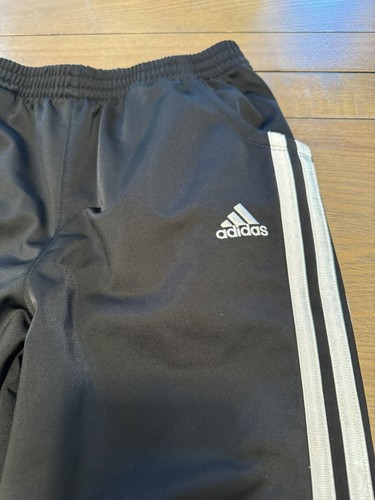 ADIDAS AK4450 3 Stripe Unisex Youth Track Pants Size YL 14 Black - Picture 2 of 5