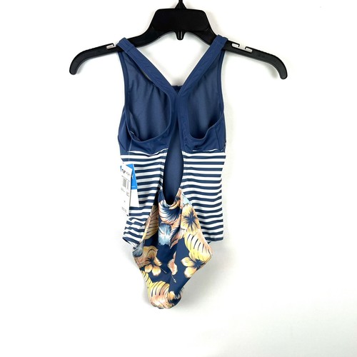 Roxy Girl’s Blue Floral One Piece Swimsuit Size 12 - Picture 2 of 3