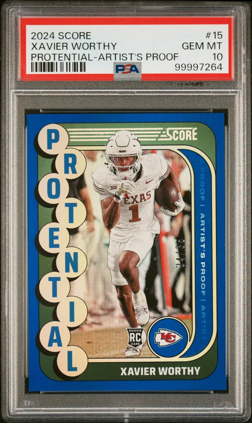 Xavier Worthy Panini Score Protential #15 Artist Proof