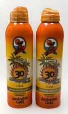 2 australian gold spf 30 clear sunscreen spray 6oz ea scuff/dented exterior