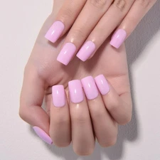 evpct Orchid Pink Short Square Glossy Press on Nails for Women Gift, Glossy O...