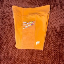 Fabletics Motion365 Bike Shorts Women XS Orange High Rise Mesh Pocket Athletic