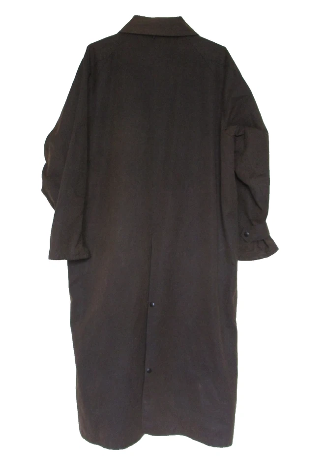 Длинное мужское пальто Western Frontier из коричневой масляной кожи на кнопках большого размера - Изображение 2 из 4