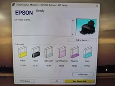Epson Artisan 1430 Inkjet Printer With Ink And Power Cord