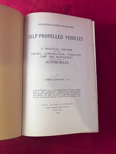 1907 Homans SELF-PROPELLED VEHICLES Early Automobile Guide Illustrated Audel!! - Picture 3 of 9