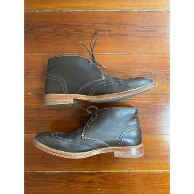 Johnston & Murphy Wingtip Chukka Boots Brown Leather Mens 10.5M Brogue