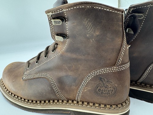 Georgia Boot 6" Nano CT Work Boots Womens Sz 9.5 Wide NEW AMP LT Memory Foam Brn - Picture 9 of 10