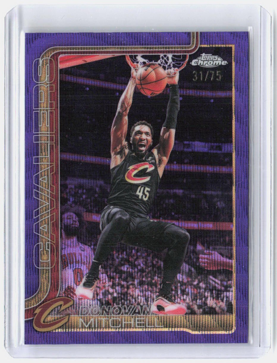 2025-26 Topps Chrome Update #19 Donovan Mitchell Purple Wave Refractor #/75