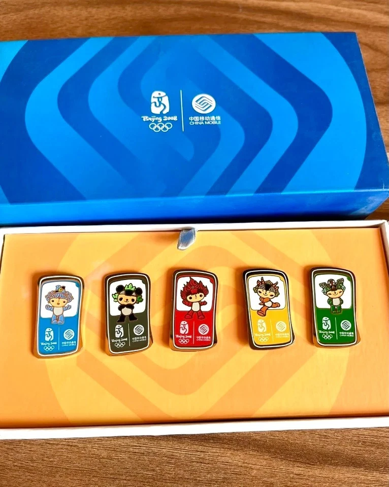 2008 Beijing Olympic Worldwide Partner China Mobile Mascots 6pcs Pins Set - Image 2 of 4