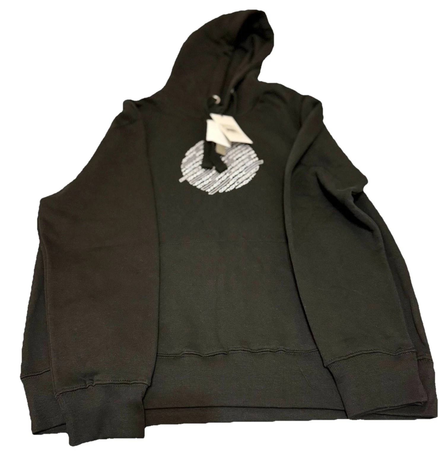 French Connection Men's Waffle Knit Cotton Hoodie in Black-Size L $79
