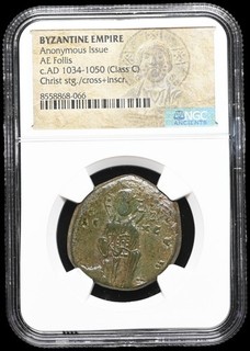 BIZANTINO. Cristo anonimo Follis 1034 1041 d.C. Classe C Certificato NGC