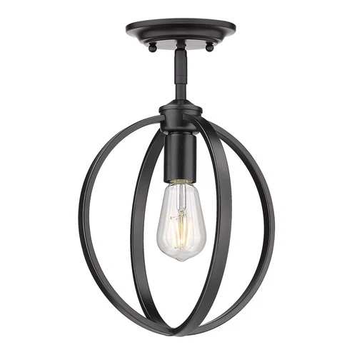 Golden Lighting 3167-1SF Colson 10"W Semi-Flush Ceiling Fixture - Black - Picture 1 of 12