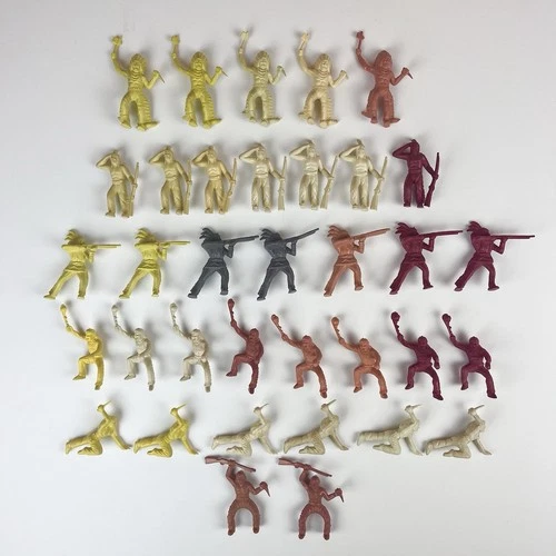 Marx Fort Apache Stockade Indians Group 60mm Figures Vintage 1950s