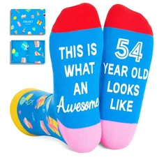 55th 60th Birthday Gifts for Women Men Non-Slip Socks for Seniors Funny