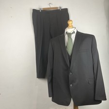 Moss London 3 Piece Suit Men's 52R Black 42W 30L Tailored Fit Waistcoat 50R