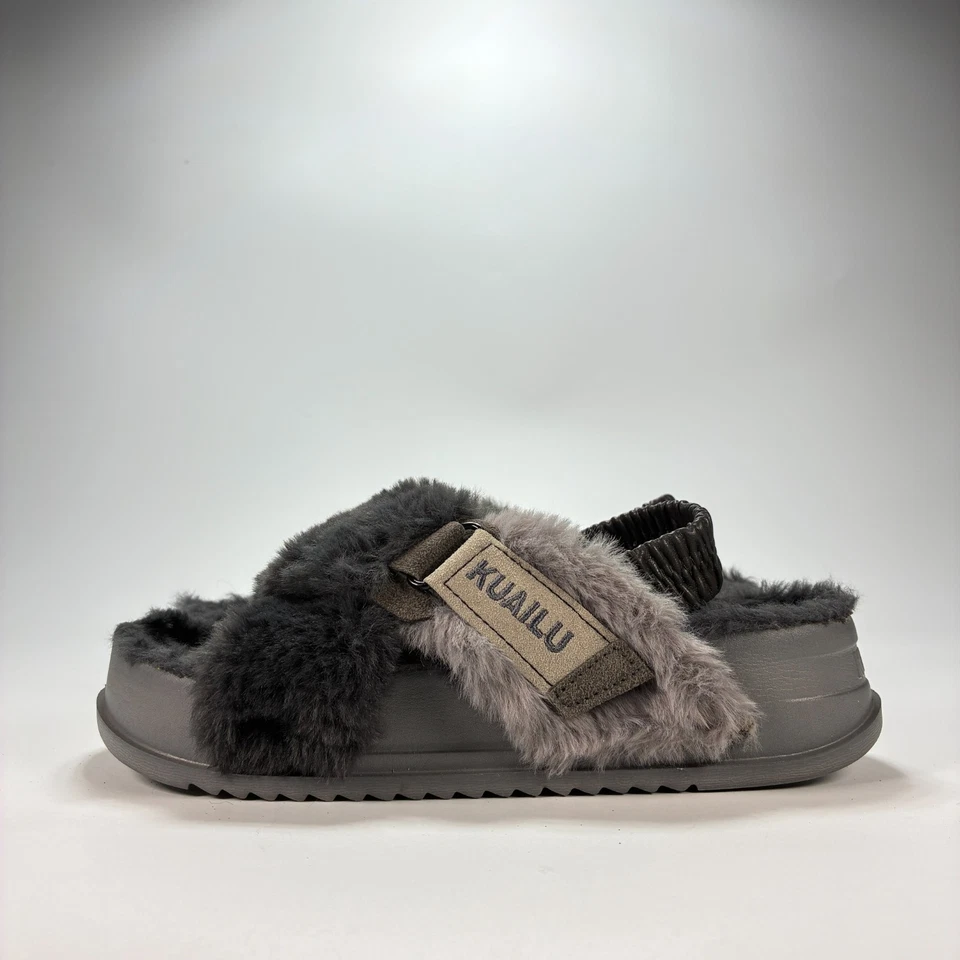 Zapatillas de plataforma KuaiLu gris oscuro interior banda cruzada difusa para mujer talla 7” Foto 4 de 4